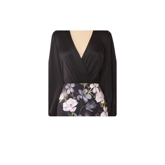 Ted Baker London Black Floral Wrap Sheath Dress size 1 - Picture 16 of 16